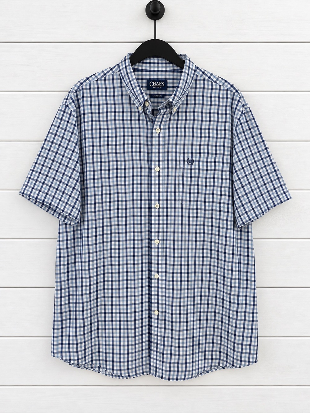 Chaps Men’s Navy and White Check Button-Down Shirt
